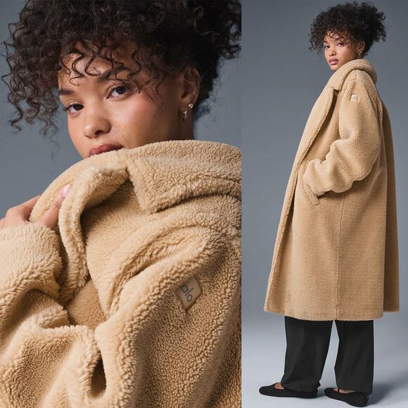 ALO YOGA Oversized Sherpa Trench Coat in Camel Size S - Picture 6 of 16